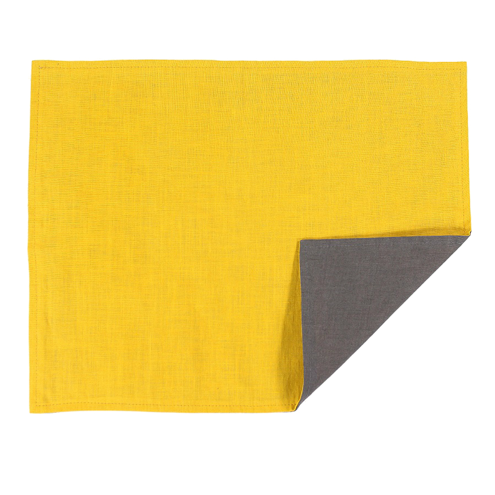 Салфетка под приборы из умягченного льна с декоративной обработкой серый/горчица essential, 35х45 см