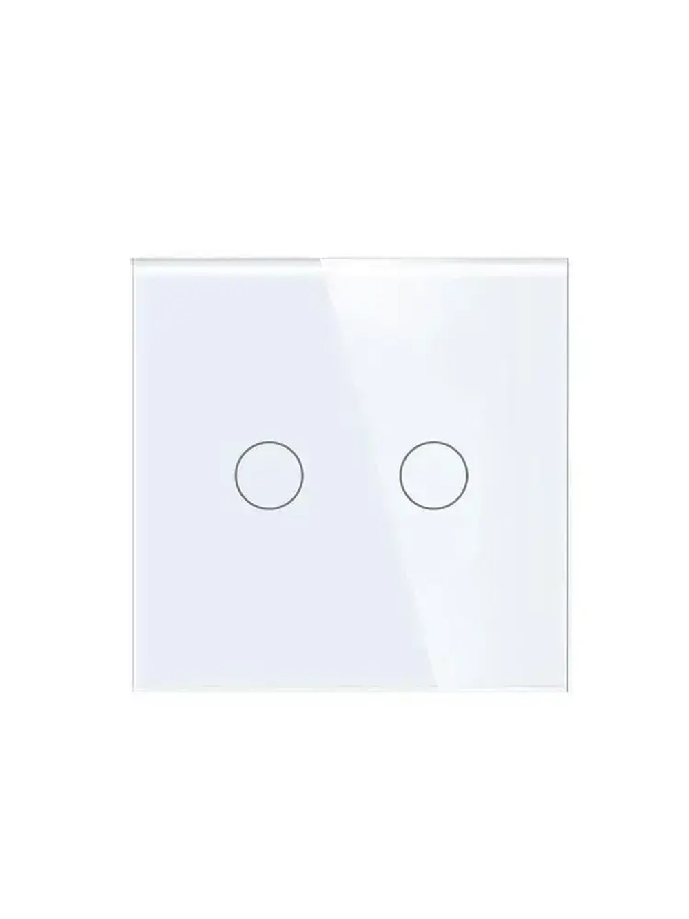 Сенсорный выключатель 2 сенсора, двухклавишный, панель из закаленного стекла с подсветкой, белый