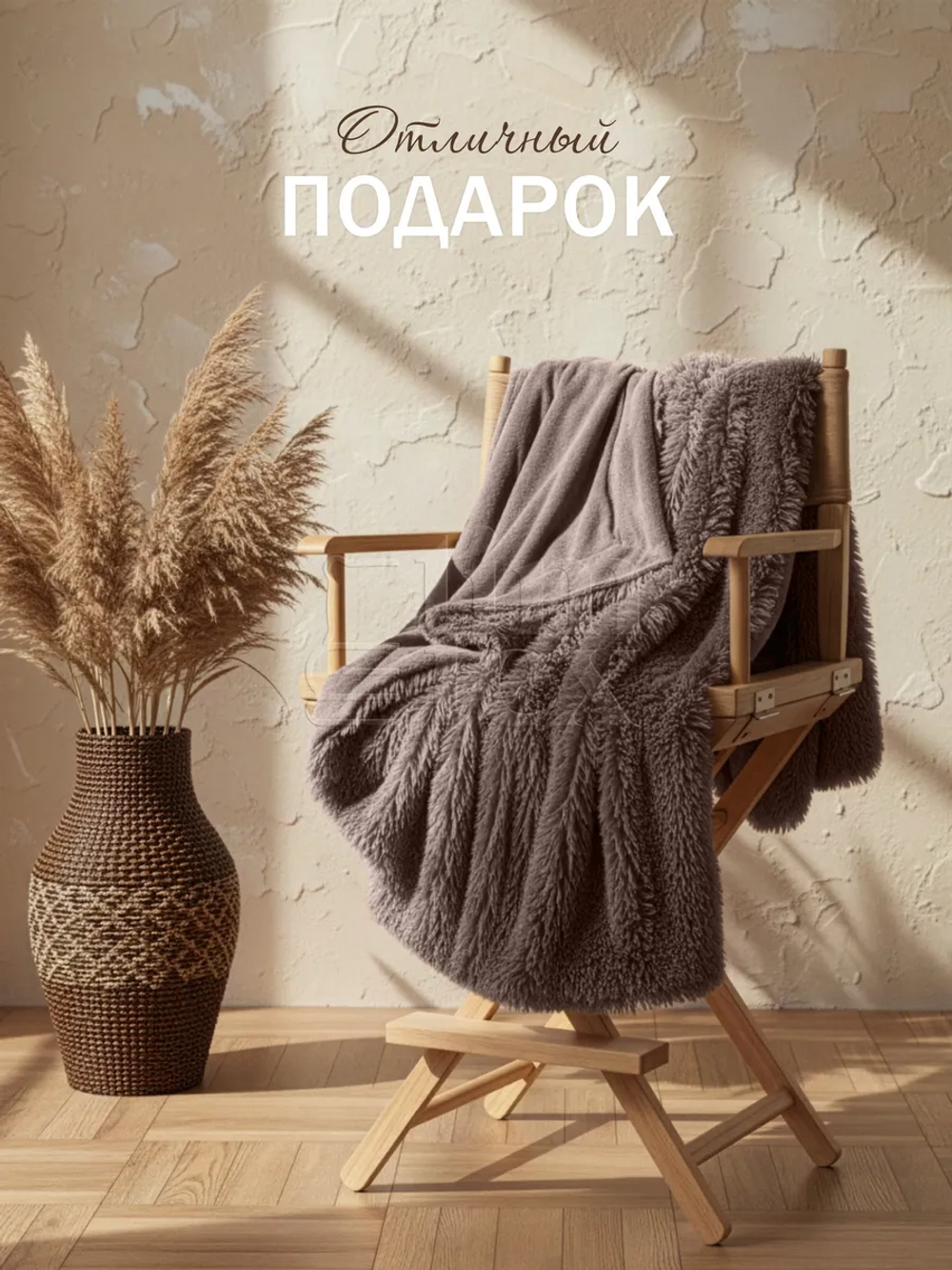 Плед травка на кровать 220х240 пушистый