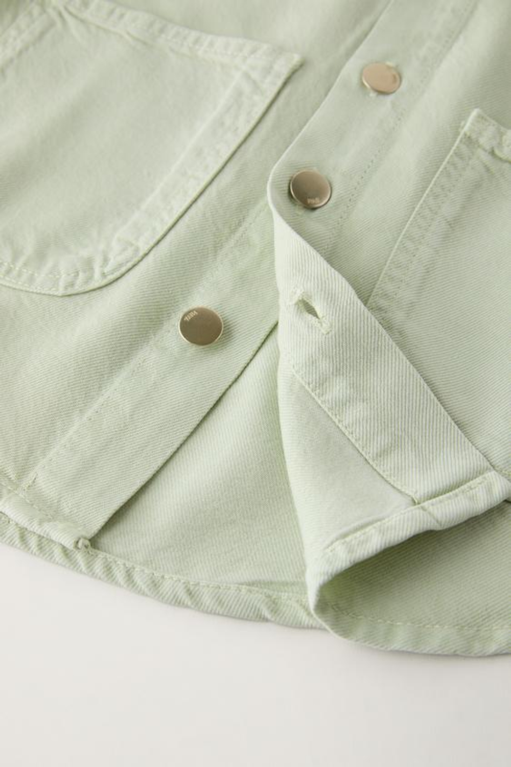 ZARA КУРТКА-РУБАШКА СТРУЯЩЕГОСЯ КРОЯ, СВЕТЛО-ЗЕЛЕНЫЙ