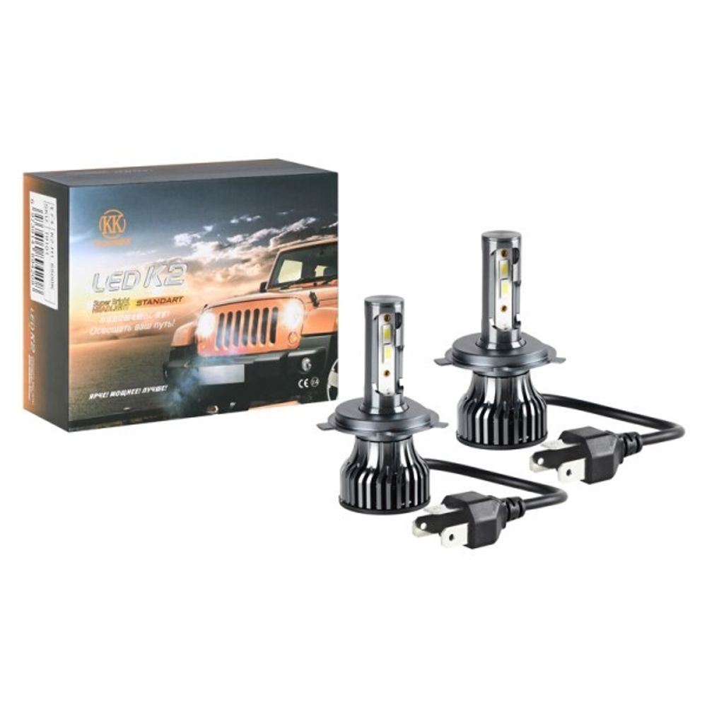 Лампа H4 12V LED 60W/3000LM 6500K 2 шт (со встр. вентилятором) (КurumaKit)