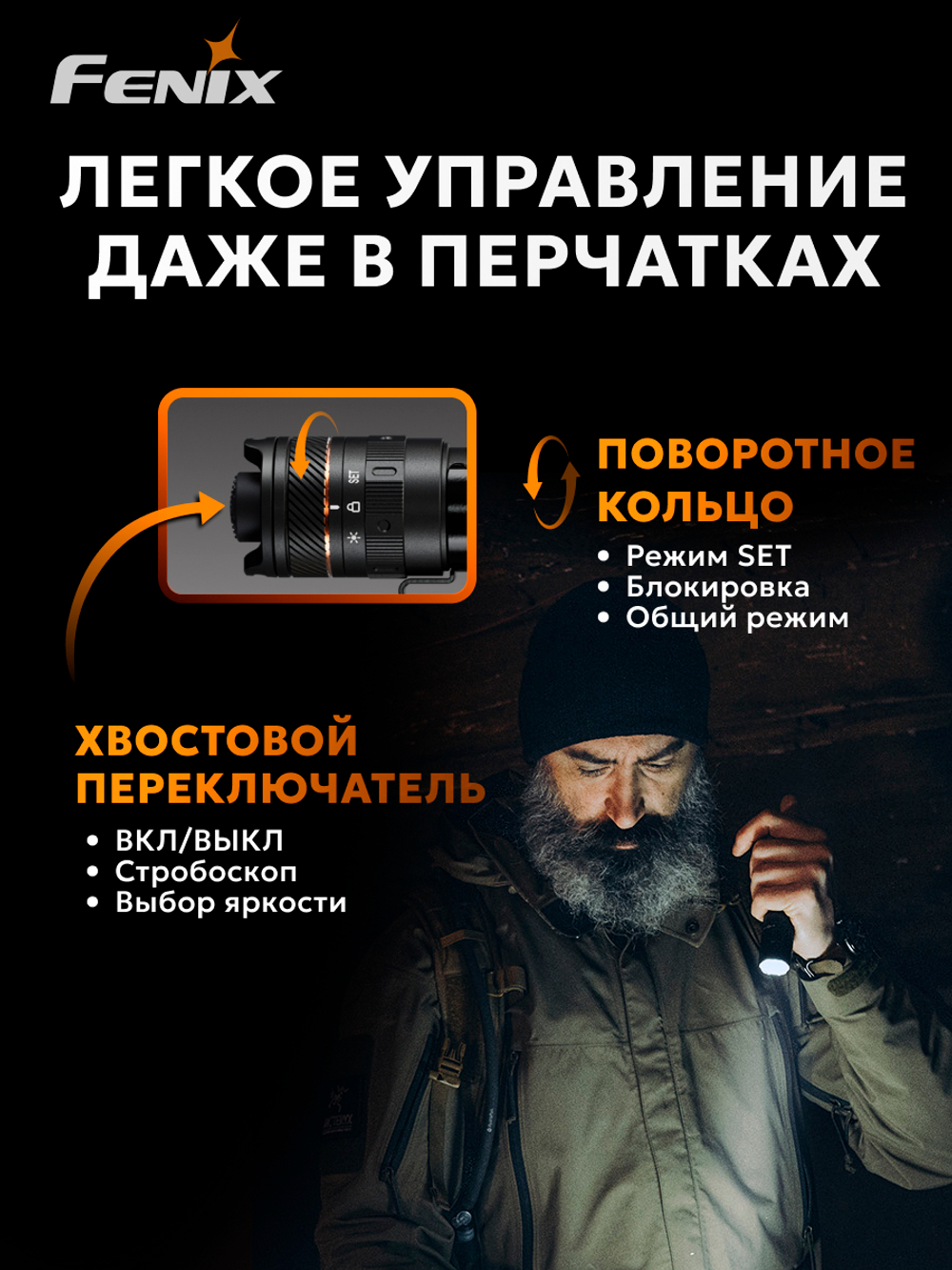 Фонарь Fenix тактический PD32R коричневый 1400 люмен