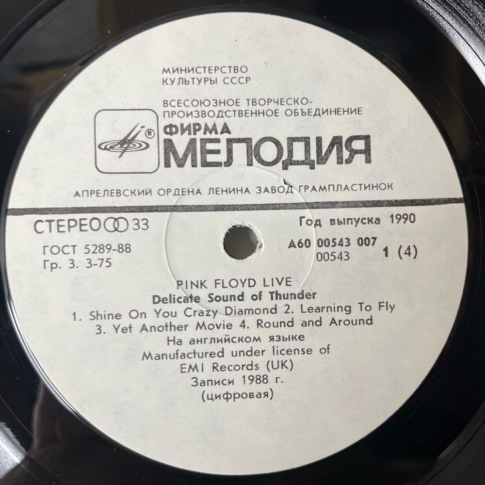 Винтажная виниловая пластинка LP Pink Floyd Delicate Sound Of Thunder (СССР 1990) Another Brick In The Wall