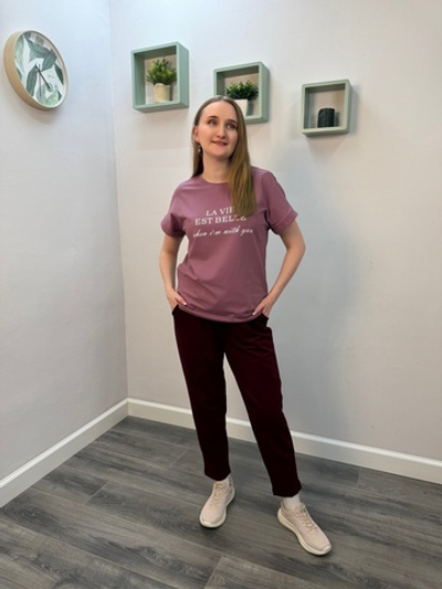 Брюки женские "300 Ф.П" бордо длина 7/8 (Галатея)