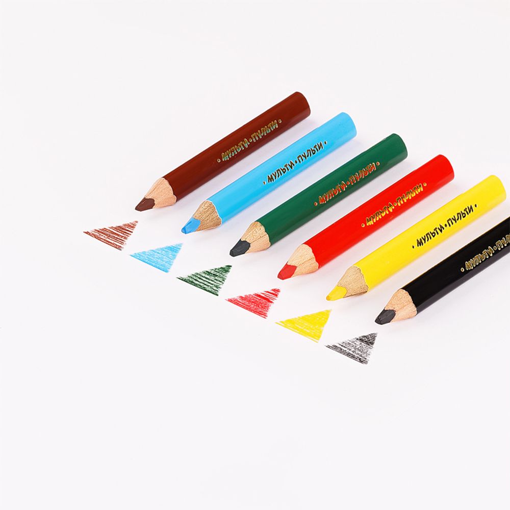 Карандаши цветные Мульти-Пульти "Енот на лугу", 06цв., утолщ., трехгран., укорочен., заточен., картон