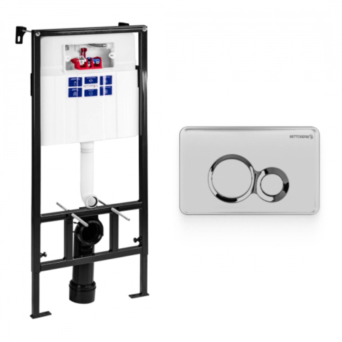 Инсталляция BETTOSERB SAVA FIX SLIM, клавиша смыва DUO, хром. матовый/хром. глянец, SET40006463