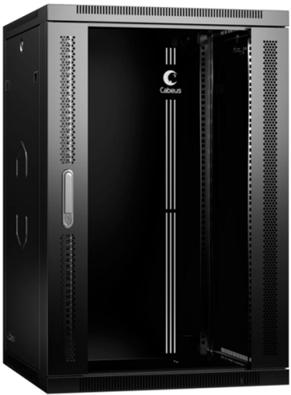 Шкаф настенный 19", 18U Cabeus SH-05F-18U60/60-R-BK