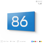Табличка с номером 86 на дверь квартиры, для офиса, кабинета, аудитории, склада, голубая 120х70 мм, Айдентика Технолоджи