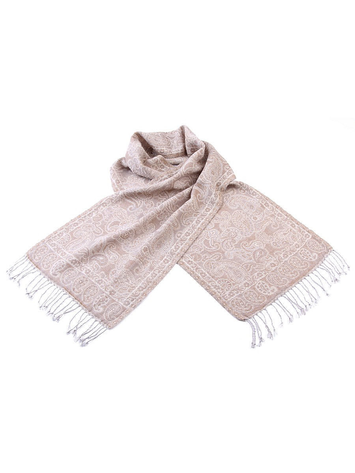 Кашне материал Шерсть вареная (Lana cotta) Морские огурцы цвет бежевый серый размер 160х32 см.