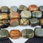 Яшма Пикассо, полихромная яшма, прямоугольник, бочонок, р-р 13×8мм, штучно