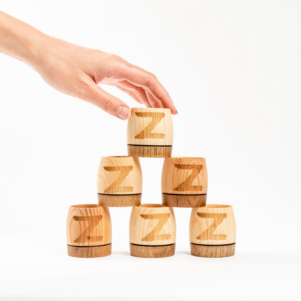 Набор деревянных рюмок (стопок, шотов) из древесины сибирского кедра, набор 6 штук. RN13