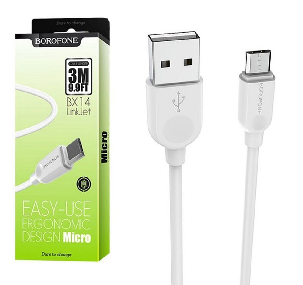 Кабель USB - Micro BOROFONE BX14 (белый) 3м