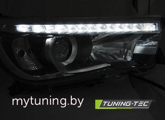 Передние фары LED PROJECTOR TRUE DRL BLACK для Toyota Hilux
