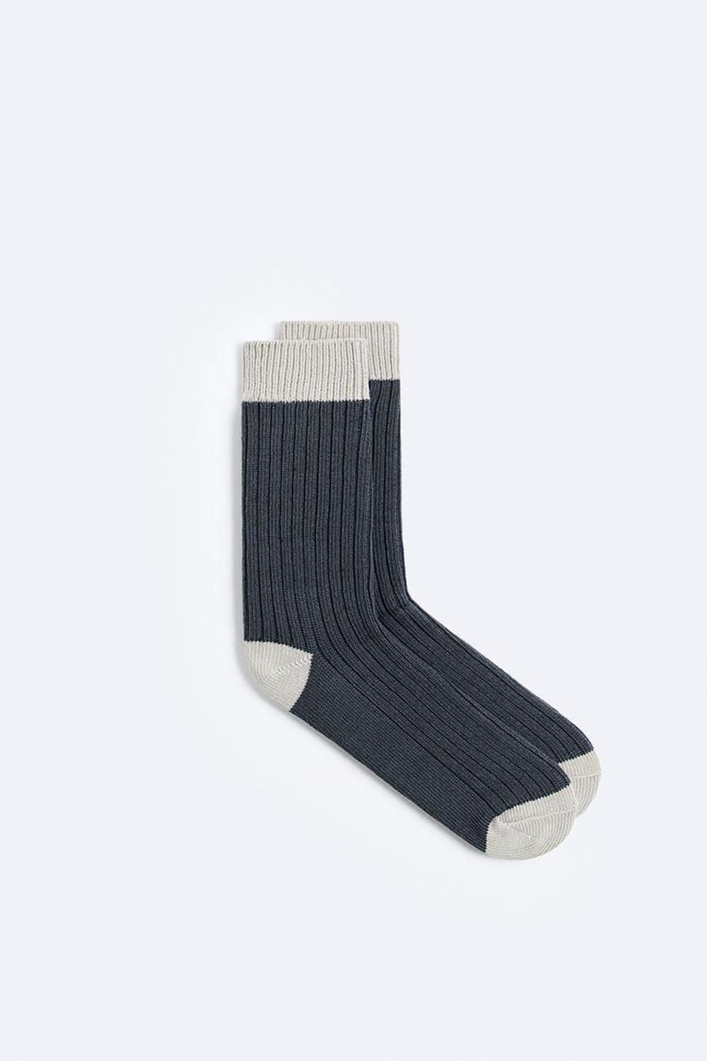 ZARA НОСКИ С КОНТРАСТНЫМИ ДЕТАЛЯМИ, СЕРО-СИНИЙ