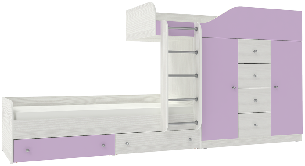 Двухъярусная кровать КарИВи Астра 6 Белое Дерево Ирис