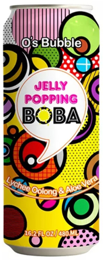 Чай Холодный Улун со Вкусом Личи и Алоэ Вера O's Bubble Jelly Popping Boba Lychee Oolong Tea + Aloe Vera 0.48 - банка