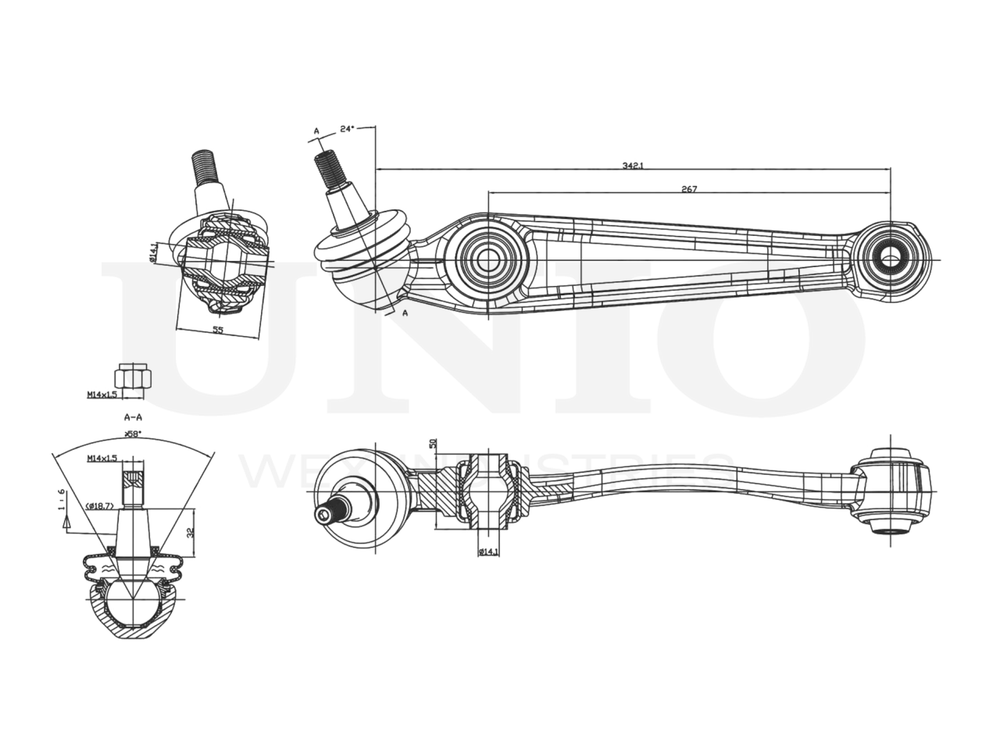 Рычаг подвески поперечный передний нижний левый UNIO SSP-40178