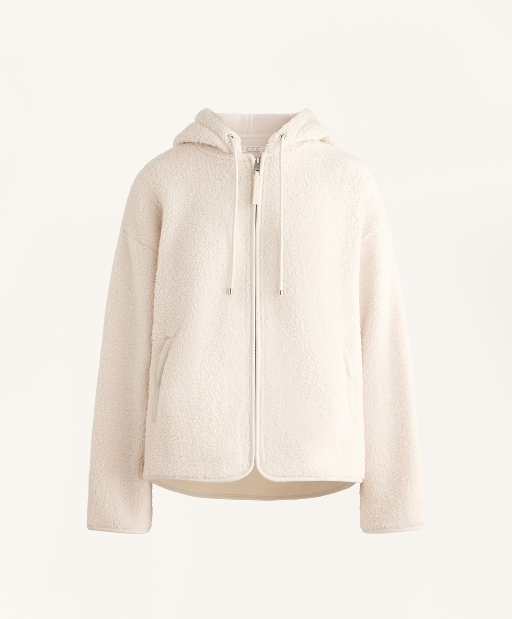 Oysho Куртка из искусственной овчины с капюшоном, экрю