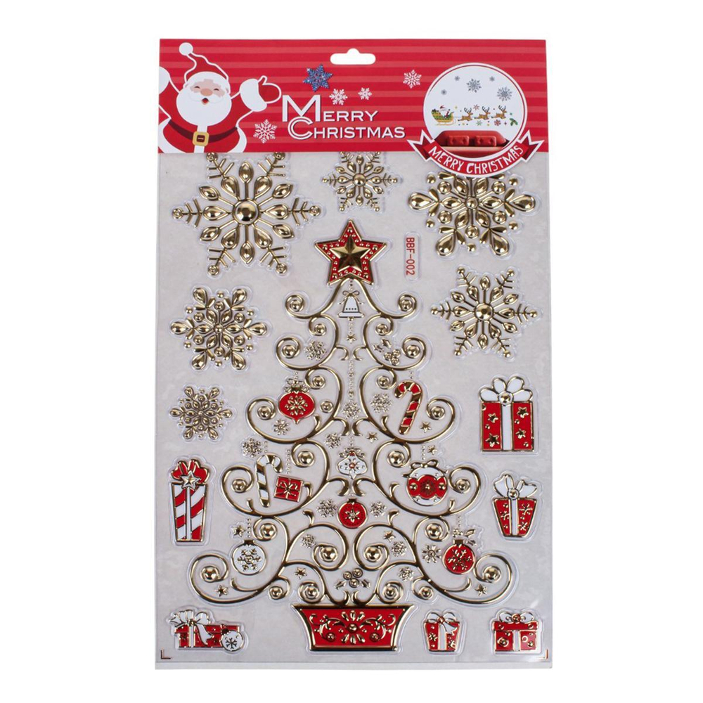 Наклейка новогодняя 22*37 см, 4 вида микс , пакет