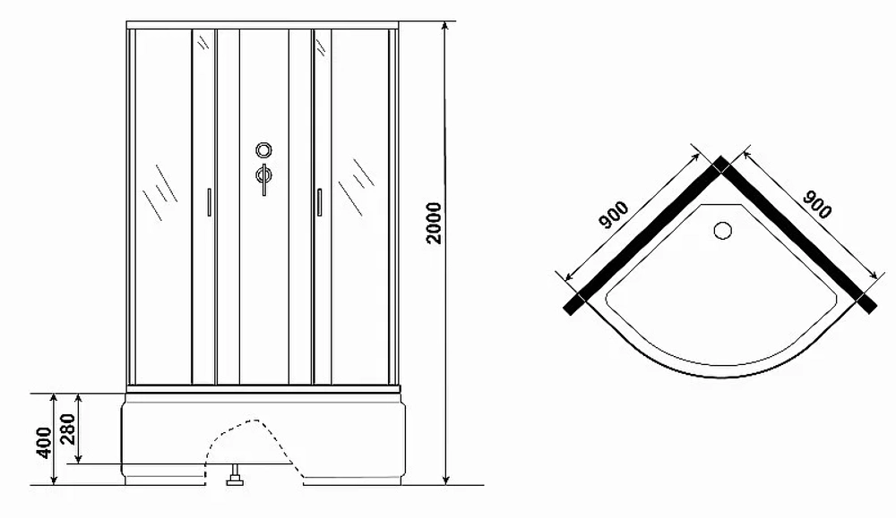 Душевая кабина Niagara Classic NG-6708-14BK 90x90