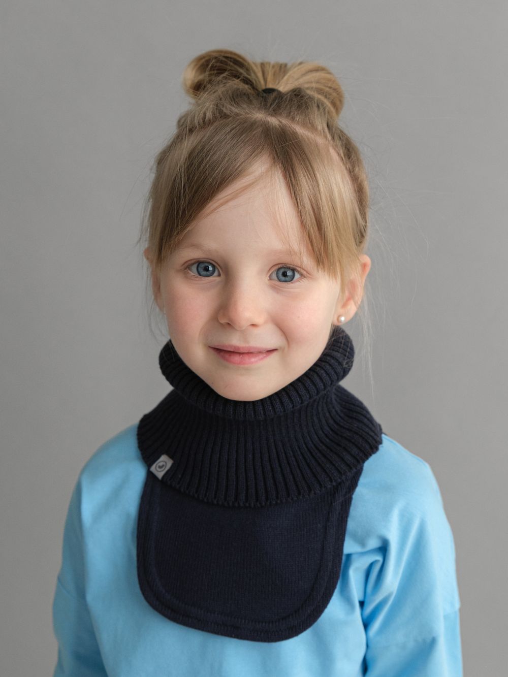 Манишка вязаная хлопковая (Синий)