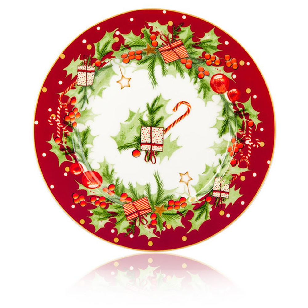 Набор из 4 тарелок десертных 19см Остролист подарочная коробка Lamart