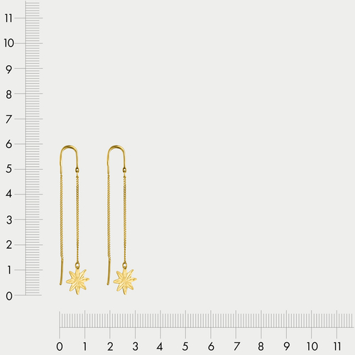 Серьги-продевки без вставок из желтого золота 585 пробы для женщин (арт. 92234)