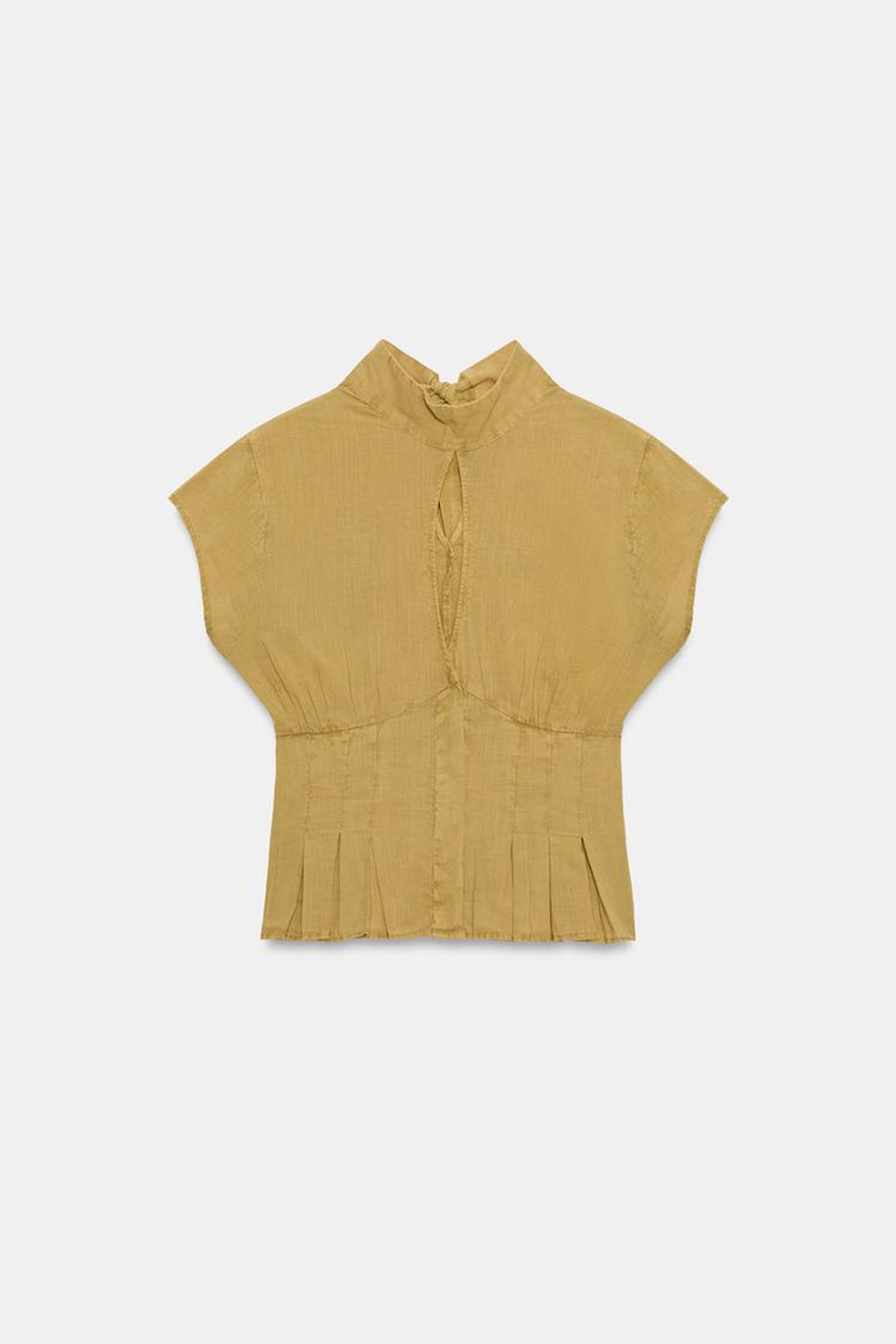 ZARA ТОП С ВЫРЕЗОМ И ЗАВЯЗКАМИ, КАРАМЕЛЬНЫЙ