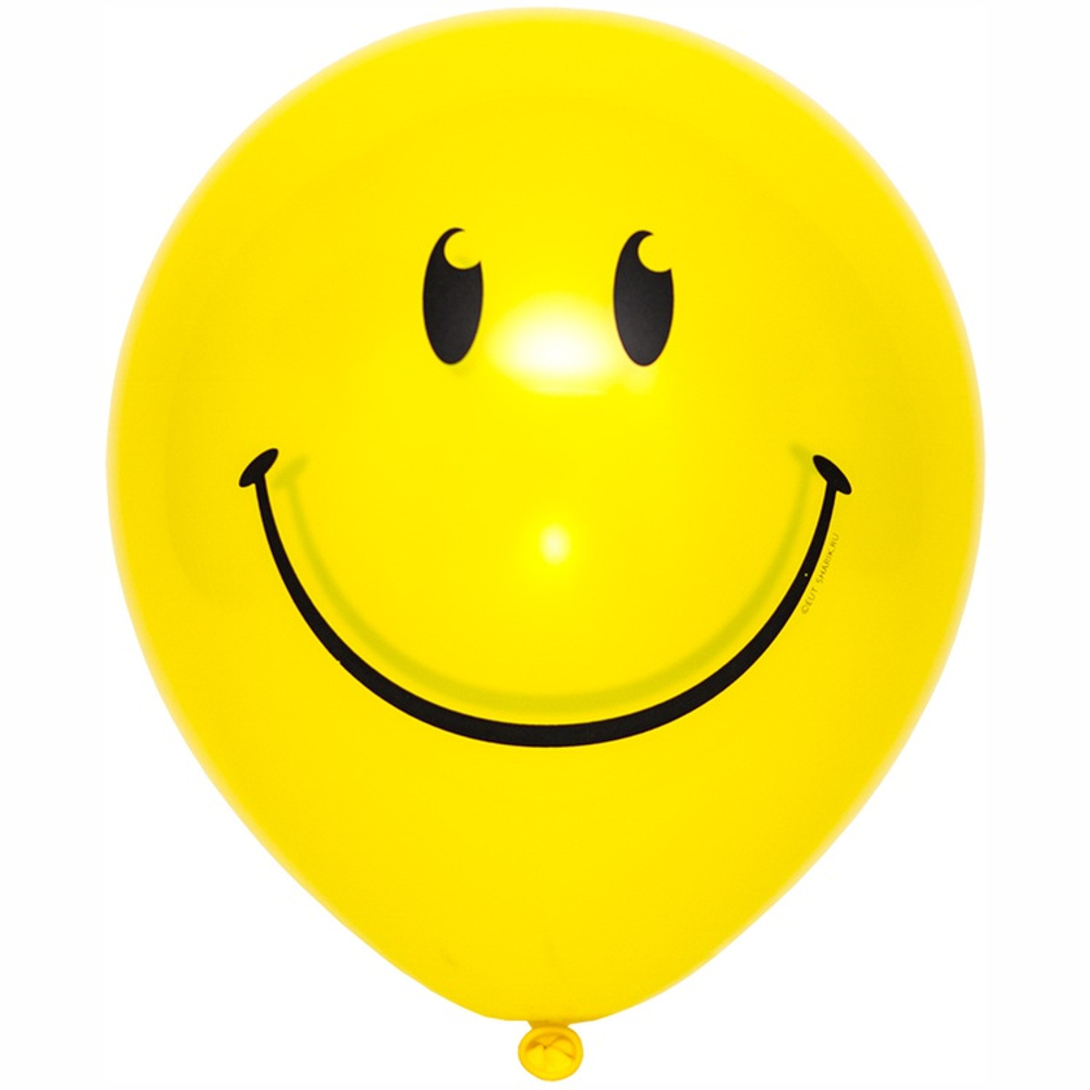 Шар латексный 25см Улыбка (Желтый)