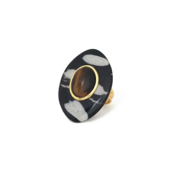 Кольцо Nature Bijoux, Zebra, разъемное, с тигровым глазом и смолистым песком в смоле, NB24.2-19CP256