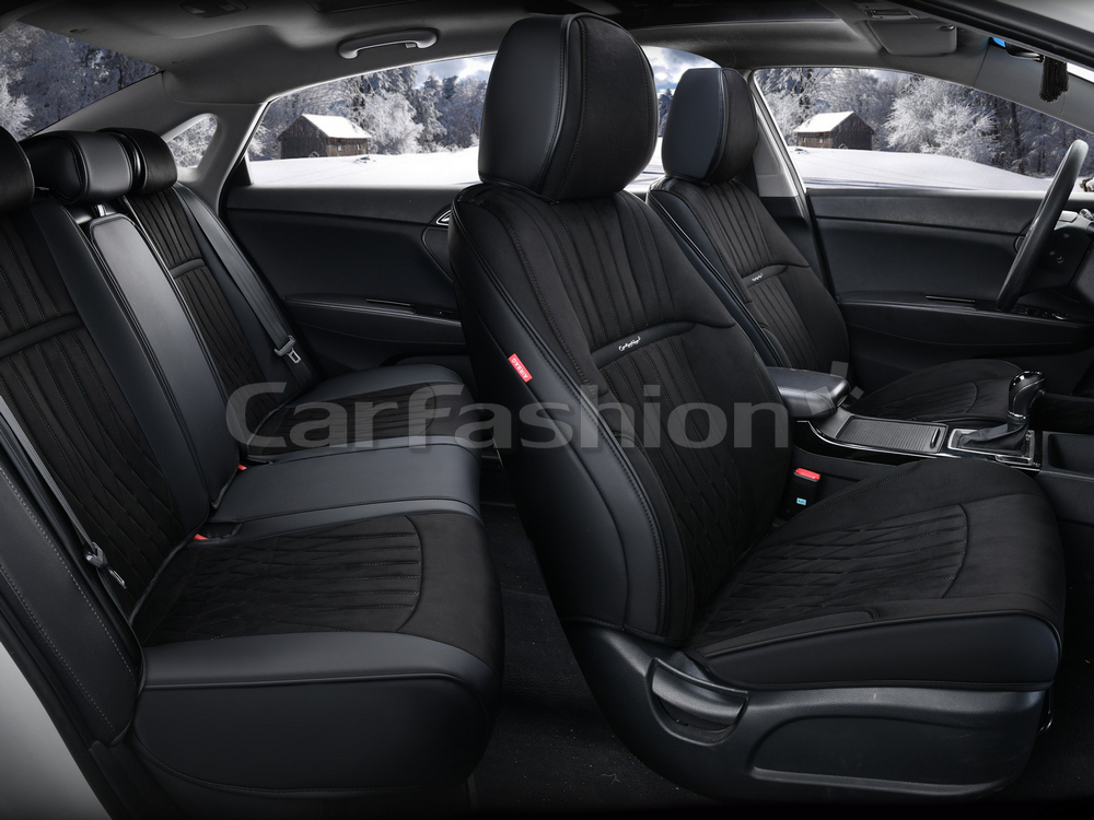 Чехлы на сидения CarFashion каркас 5D«DIPLOMAT PLUS» 27308 -Экокожа черный/черный/черный