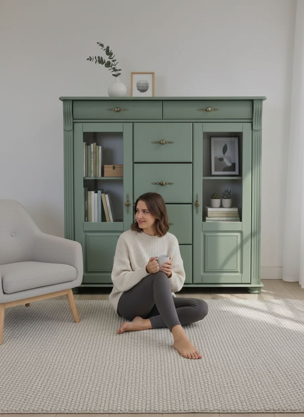 Комод, 128х42х125, Susanna, для одежды и игрушек, в кухню, сервант для посуды, из массива дерева, эвкалипт, MAKOSA