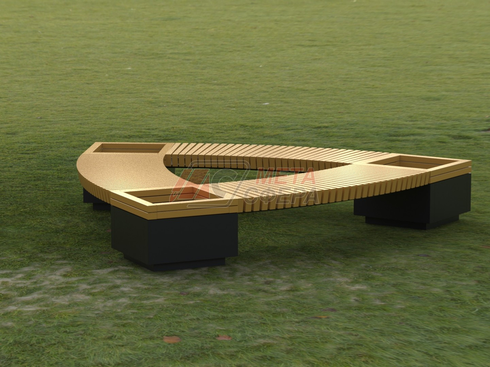 Лавка Rail Road 02 Треугольник с 3-мя вазонами