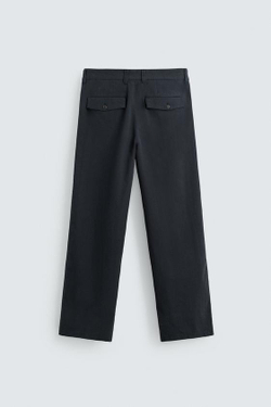 ZARA БРЮКИ REGULAR FIT ИЗ ТКАНИ С УЗОРОМ, МОРСКОЙ СИНИЙ