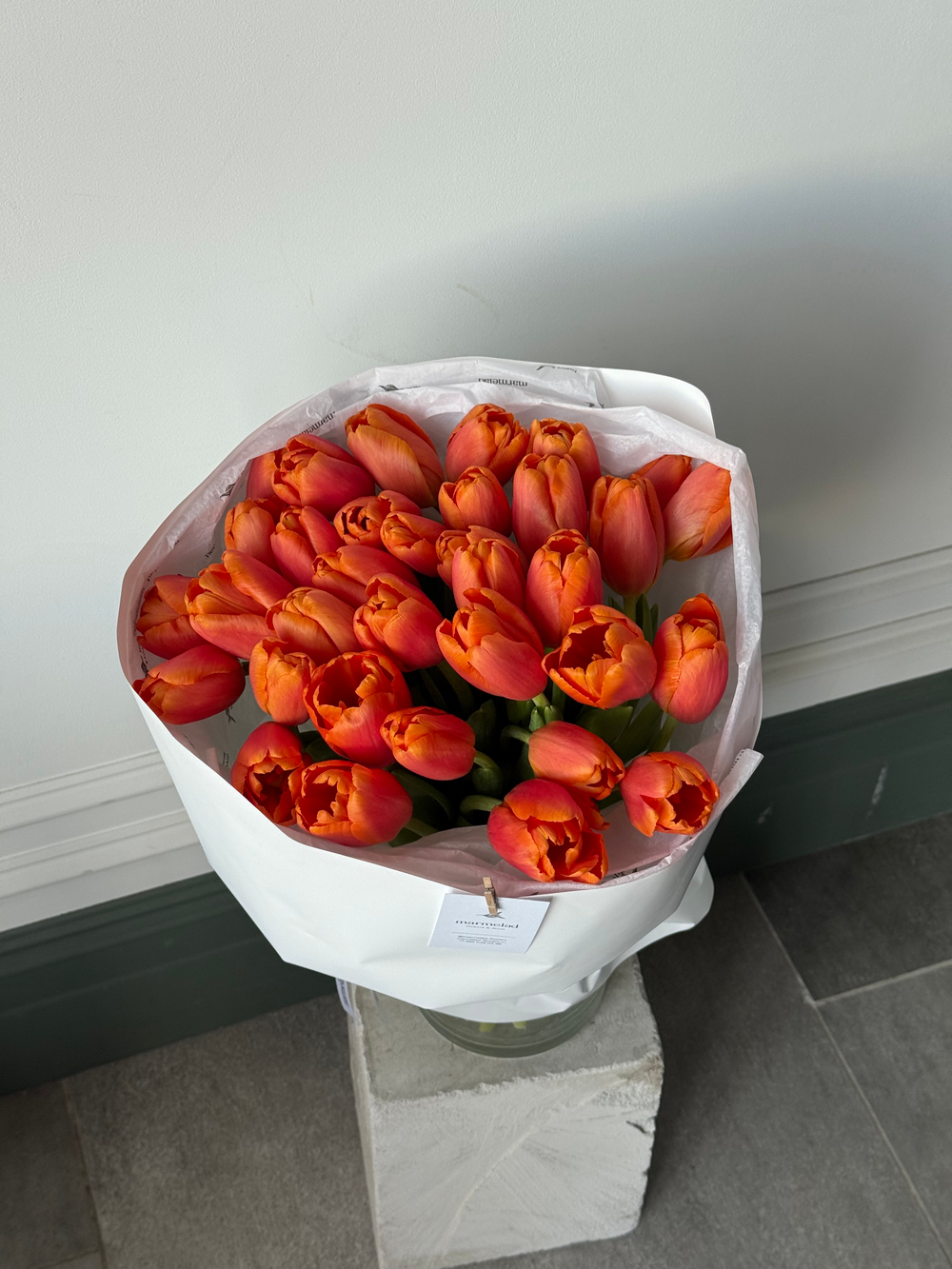 Букет из 35-ти оранжевых тюльпанов