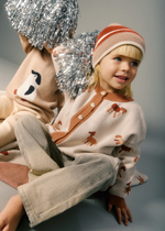 Шапка вязаная с отворотом (теплый беж + терракот)