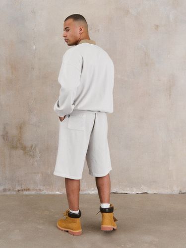 Серый хлопковый костюм POOL с бежевым воротником