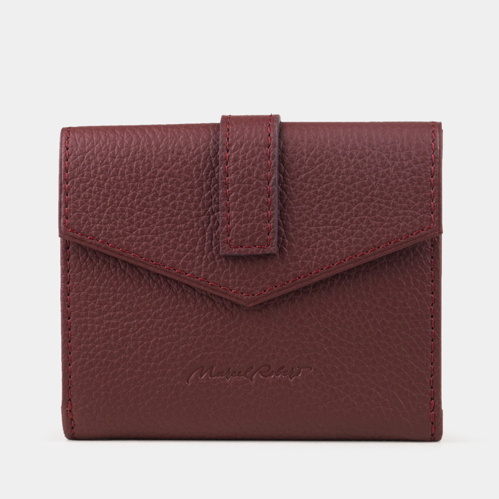 Кожаный кошелек женский, теленок бордового цвета