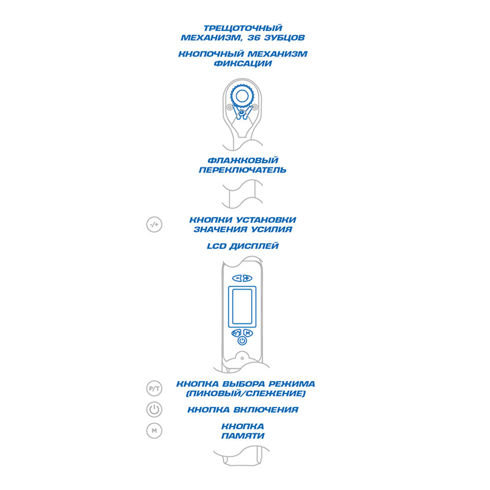KING TONY (34467-1AG) Электронный динамометрический ключ серии "BUZZER", 1/2", 40-200 Нм