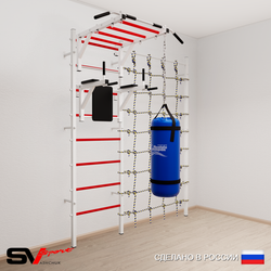 Шведская стенка Sv Sport 52230 (Турник рукоход/Брусья/Цепь/Мешок 30кг/Канатный лаз)