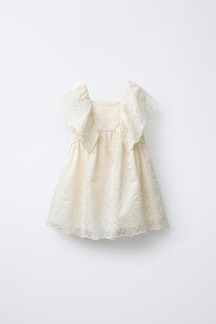 ZARA ПЛАТЬЕ С ВЫШИВКОЙ, ЭКРЮ