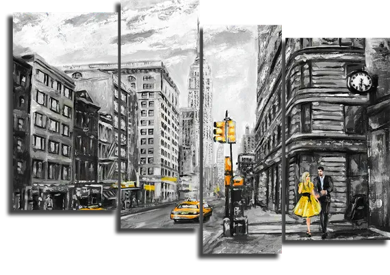 Модульная картина "Рисунок Нью-Йорк"
