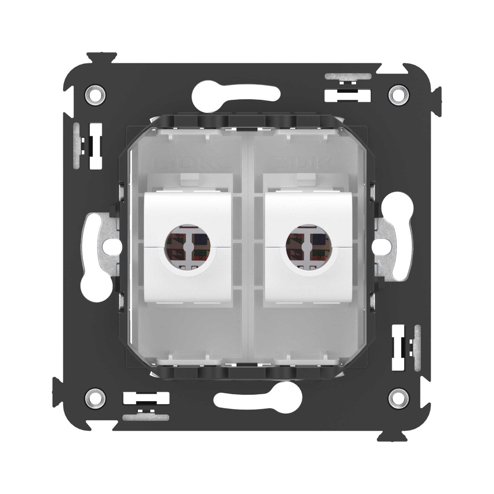 Компьютерная розетка RJ-45 без шторки в стену, кат.5е двойная, "Avanti", "Белое облако"