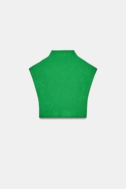 ZARA ЖИЛЕТ В РУБЧИК, ЗЕЛЕНЫЙ