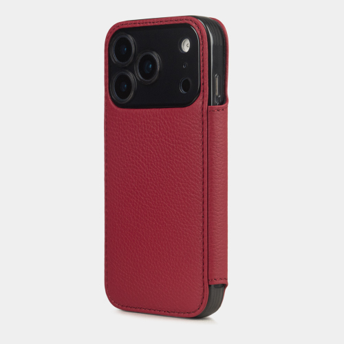 Чехол-книжка для iPhone 17 Pro Max - кожа телёнка, красный