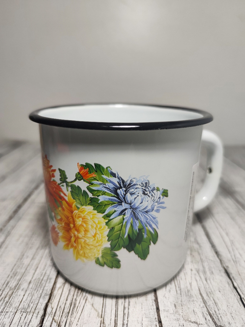 Кружка 1 л эмаль с рисунком Хризантемы 0107/4
