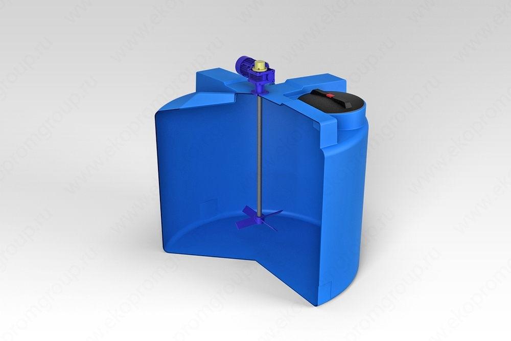 Емкость пищевая ЭкоПром T с лопастной мешалкой 2000 л. вертикальная (150x150x155см;синий) - арт.555686