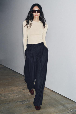 ZARA БРЮКИ В ПОЛОСКУ С РЕМНЕМ — ZW COLLECTION, СИНИЙ