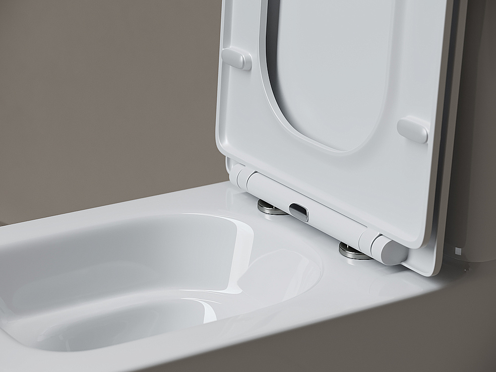 Унитаз напольный Ceramica Nova Cubic CN1803T-B/CN1803T-T белый, безободковый, с крышкой микролифт, слив торнадо
