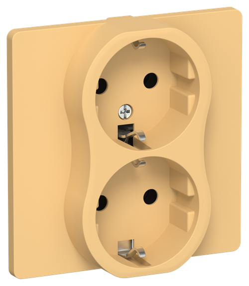 FLITE Розетка 2-местная с заземлением без защитных шторок 16А РС12-0-К-ФлЗ золотарник IEK